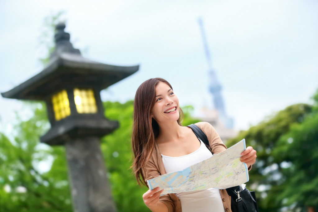 adult visiting the city in Japan